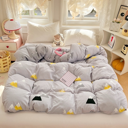 91家纺网 家纺一手货源 找家纺 （总）2025新款卡通水洗棉单被套床单枕套软糯可爱床品套件