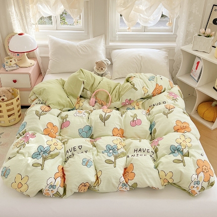 91家纺网 家纺一手货源 找家纺 （总）2025新款卡通水洗棉单被套床单枕套软糯可爱床品套件