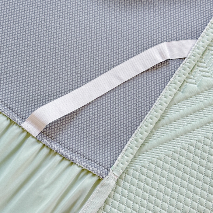 91家纺网 家纺一手货源 找家纺 【苏东来】2025高端法式韩版公主花边PE高分子复合软凉席床裙款三件套纯色蕾丝花边豆豆床裙床单床盖冰丝凉席子三件套件 小确幸浅绿