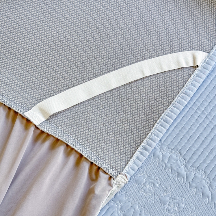 91家纺网 家纺一手货源 找家纺 【苏东来】2025高端法式韩版公主花边PE高分子复合软凉席床裙款三件套纯色蕾丝花边豆豆床裙床单床盖冰丝凉席子三件套件 甜心蓝