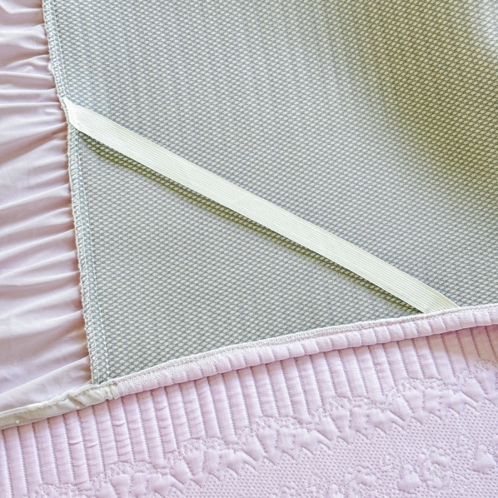 91家纺网 家纺一手货源 找家纺 【苏东来】2025高端法式韩版公主花边PE高分子复合软凉席床裙款三件套纯色蕾丝花边豆豆床裙床单床盖冰丝凉席子三件套件 甜心紫