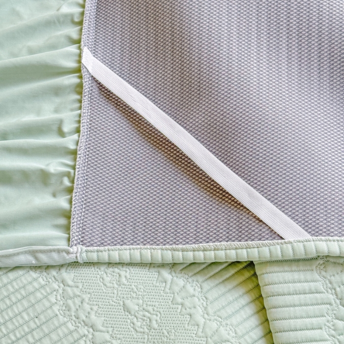 91家纺网 家纺一手货源 找家纺 【苏东来】2025高端法式韩版公主花边PE高分子复合软凉席床裙款三件套纯色蕾丝花边豆豆床裙床单床盖冰丝凉席子三件套件 甜心浅绿