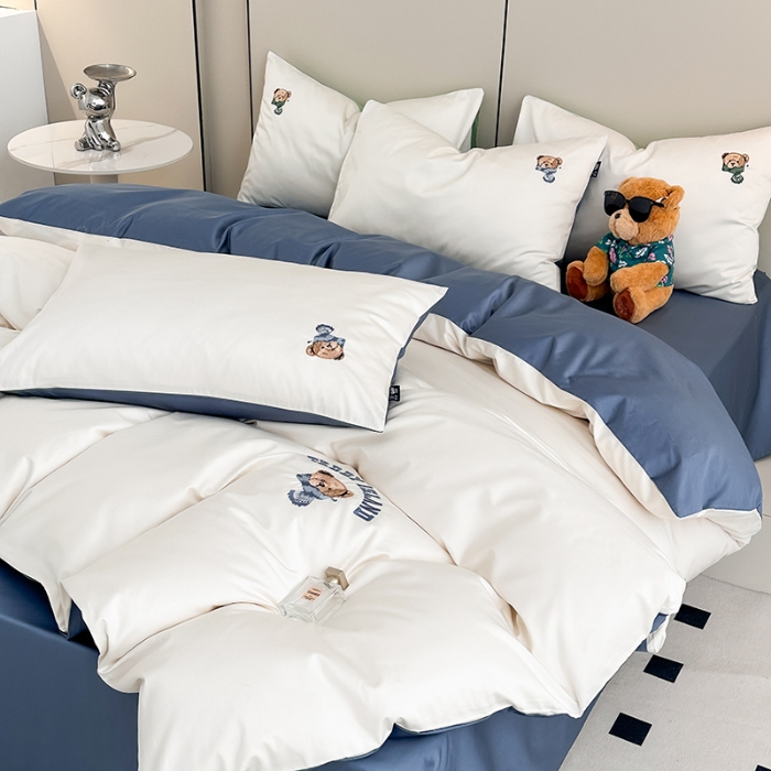 91家纺网 家纺一手货源 找家纺 泰迪爱兰Teddy ISLAND 2026新款100支绣花（50支）三件套四件套 富士白+宾利兰