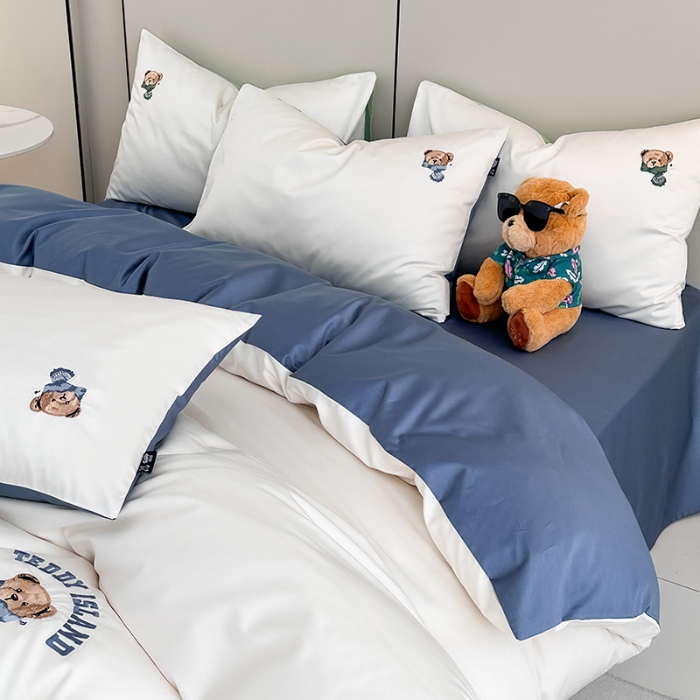 91家纺网 家纺一手货源 找家纺 泰迪爱兰Teddy ISLAND 2026新款100支绣花（50支）三件套四件套 富士白+宾利兰