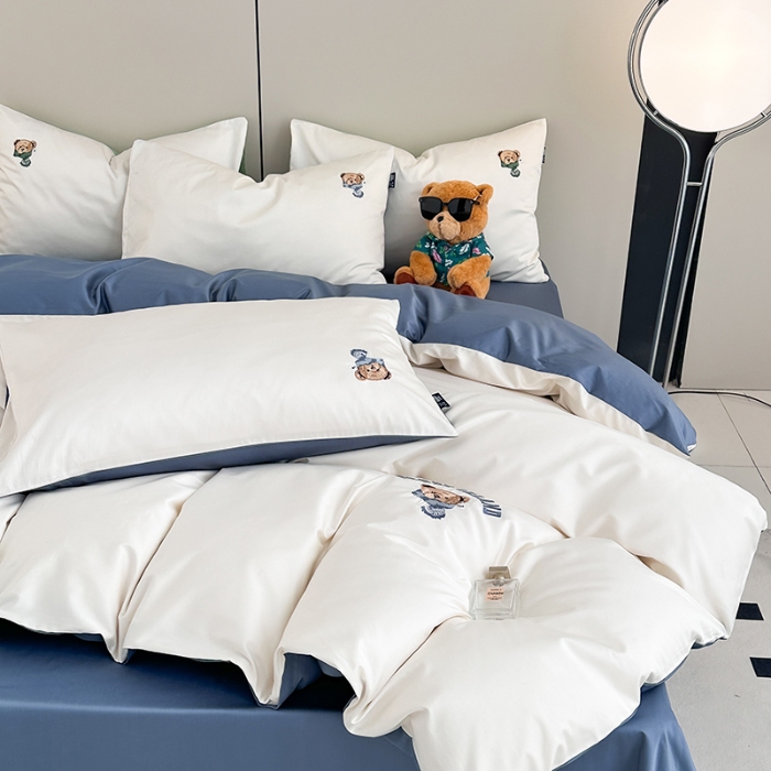 91家纺网 家纺一手货源 找家纺 泰迪爱兰Teddy ISLAND 2026新款100支绣花（50支）三件套四件套 富士白+宾利兰