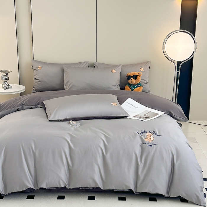 91家纺网 家纺一手货源 找家纺 泰迪爱兰Teddy ISLAND 2026新款100支绣花（50支）三件套四件套 浅灰+深灰