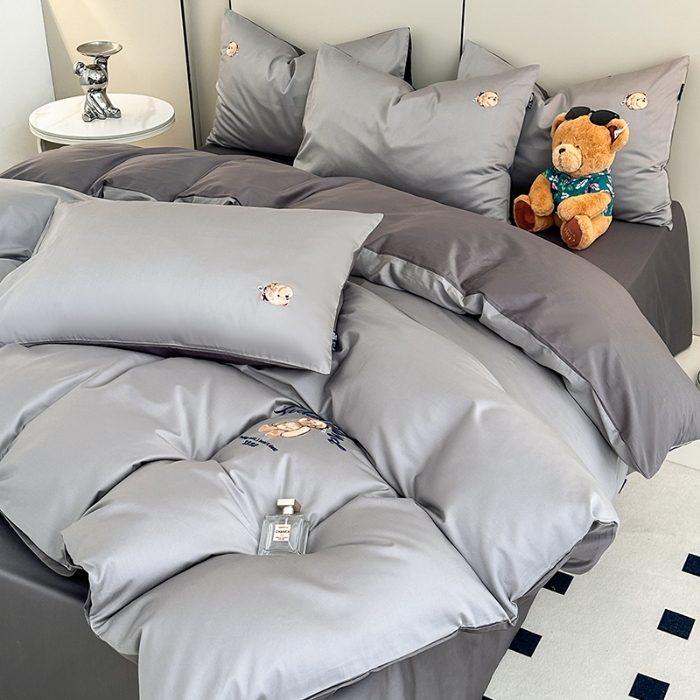 91家纺网 家纺一手货源 找家纺 泰迪爱兰Teddy ISLAND 2026新款100支绣花（50支）三件套四件套 浅灰+深灰