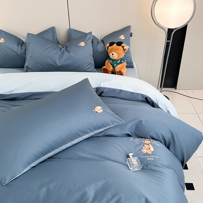 91家纺网 家纺一手货源 找家纺 泰迪爱兰Teddy ISLAND 2026新款100支绣花（50支）三件套四件套 宾利兰+浅蓝