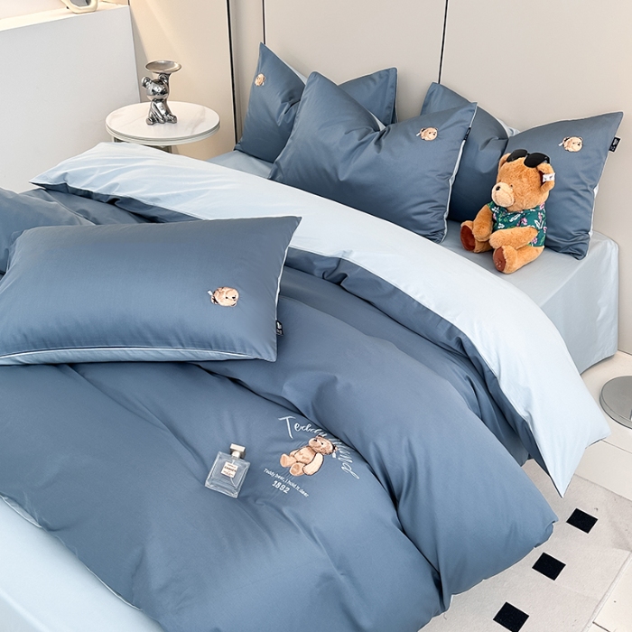 91家纺网 家纺一手货源 找家纺 泰迪爱兰Teddy ISLAND 2026新款100支绣花（50支）三件套四件套 宾利兰+浅蓝