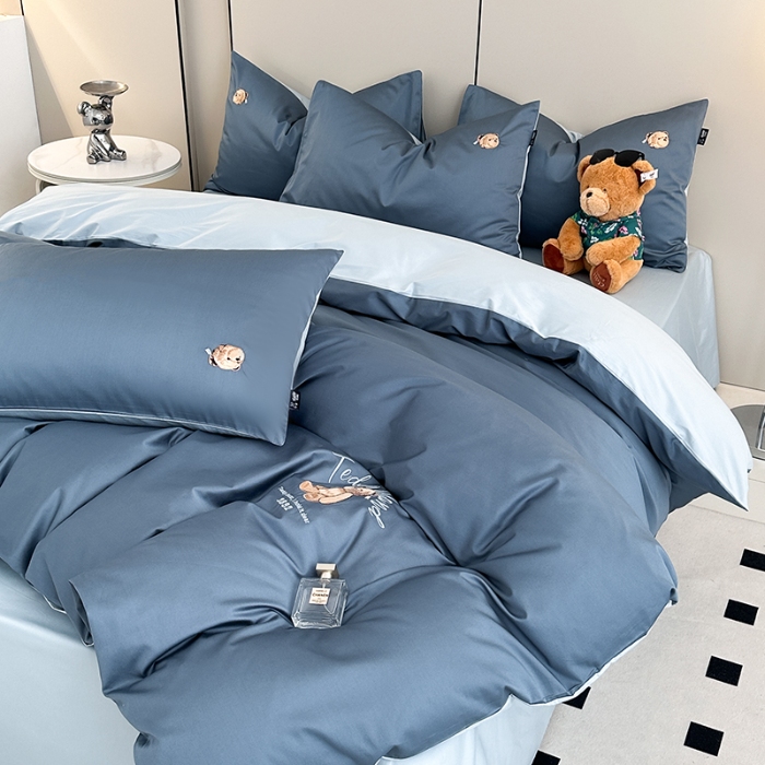 91家纺网 家纺一手货源 找家纺 泰迪爱兰Teddy ISLAND 2026新款100支绣花（50支）三件套四件套 宾利兰+浅蓝