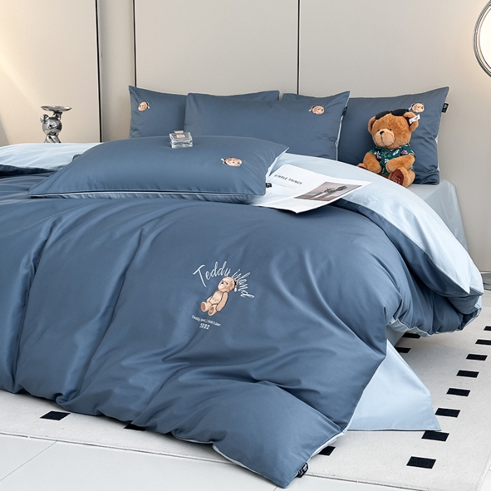 91家纺网 家纺一手货源 找家纺 泰迪爱兰Teddy ISLAND 2026新款100支绣花（50支）三件套四件套 宾利兰+浅蓝