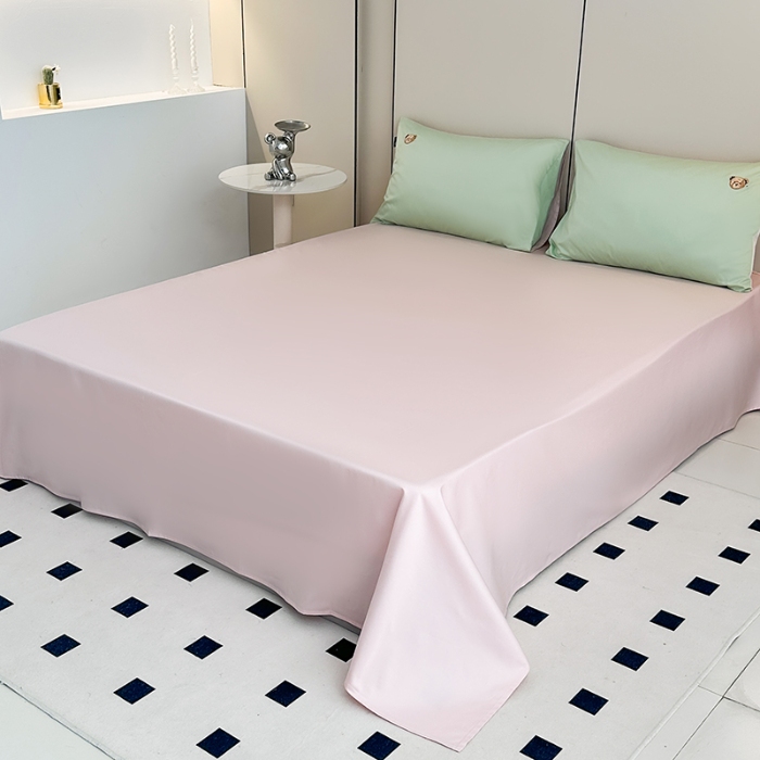 91家纺网 家纺一手货源 找家纺 泰迪爱兰Teddy ISLAND 2026新款100支绣花（50支）三件套四件套 抹茶绿+低调粉