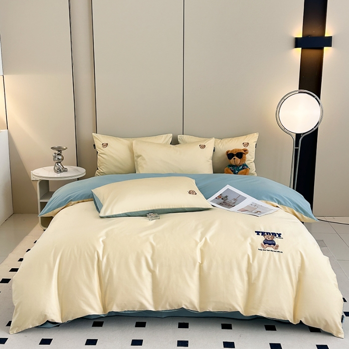 91家纺网 家纺一手货源 找家纺 泰迪爱兰Teddy ISLAND 2026新款100支绣花（50支）三件套四件套 雪梨+青铜绿