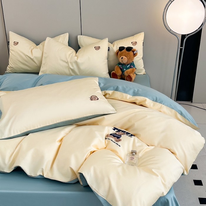 91家纺网 家纺一手货源 找家纺 泰迪爱兰Teddy ISLAND 2026新款100支绣花（50支）三件套四件套 雪梨+青铜绿