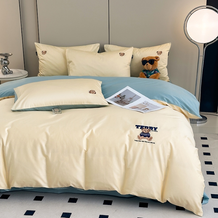 91家纺网 家纺一手货源 找家纺 泰迪爱兰Teddy ISLAND 2026新款100支绣花（50支）三件套四件套 雪梨+青铜绿