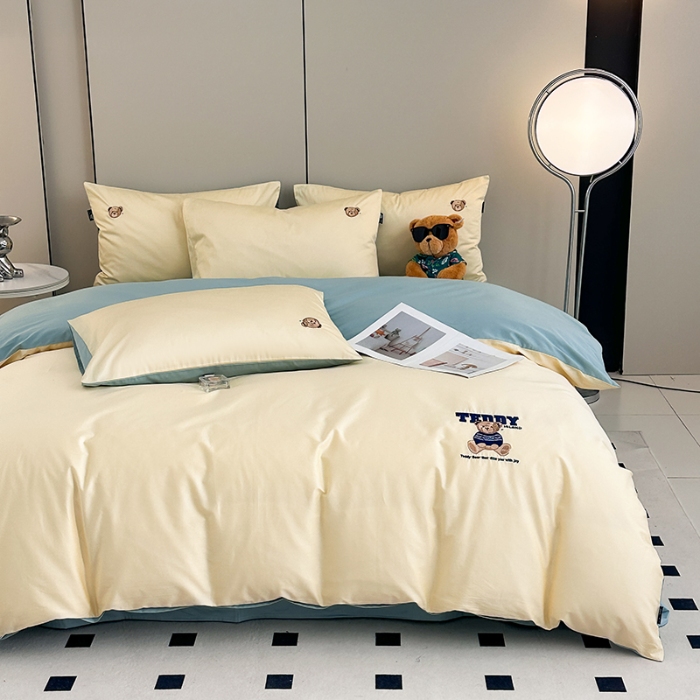 91家纺网 家纺一手货源 找家纺 泰迪爱兰Teddy ISLAND 2026新款100支绣花（50支）三件套四件套 雪梨+青铜绿