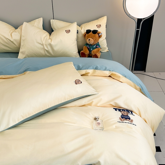 91家纺网 家纺一手货源 找家纺 泰迪爱兰Teddy ISLAND 2026新款100支绣花（50支）三件套四件套 雪梨+青铜绿