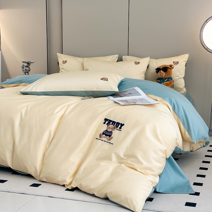 91家纺网 家纺一手货源 找家纺 泰迪爱兰Teddy ISLAND 2026新款100支绣花（50支）三件套四件套 雪梨+青铜绿