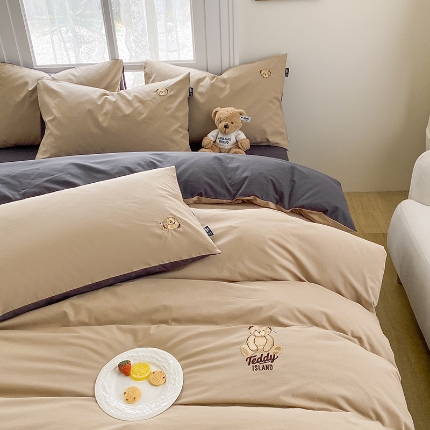 91家纺网 家纺一手货源 找家纺 （总）泰迪爱兰Teddy ISLAND 2025新款32支全棉水洗棉绣花三件套四件套