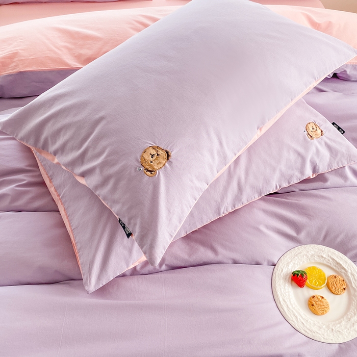 91家纺网 家纺一手货源 找家纺 泰迪爱兰Teddy ISLAND 2026新款32支全棉水洗棉绣花三件套四件套 浅雪青＋浅玉