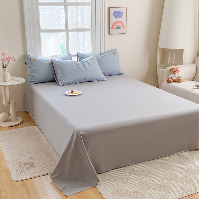 91家纺网 家纺一手货源 找家纺 泰迪爱兰Teddy ISLAND 2026新款32支全棉水洗棉绣花三件套四件套 浅灰兰+青灰