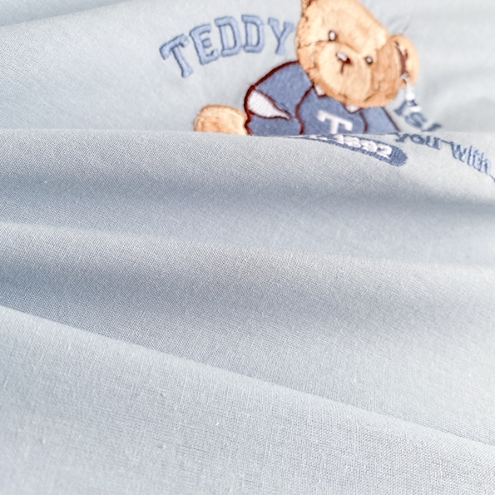 91家纺网 家纺一手货源 找家纺 泰迪爱兰Teddy ISLAND 2026新款32支全棉水洗棉绣花三件套四件套 浅灰兰+青灰
