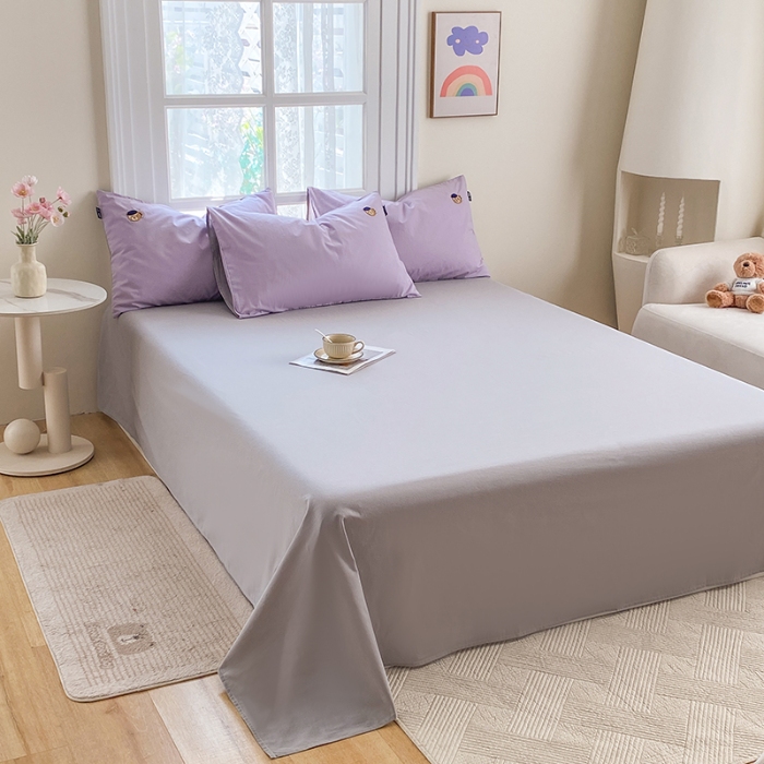 91家纺网 家纺一手货源 找家纺 泰迪爱兰Teddy ISLAND 2026新款32支全棉水洗棉绣花三件套四件套 浅雪青+青灰