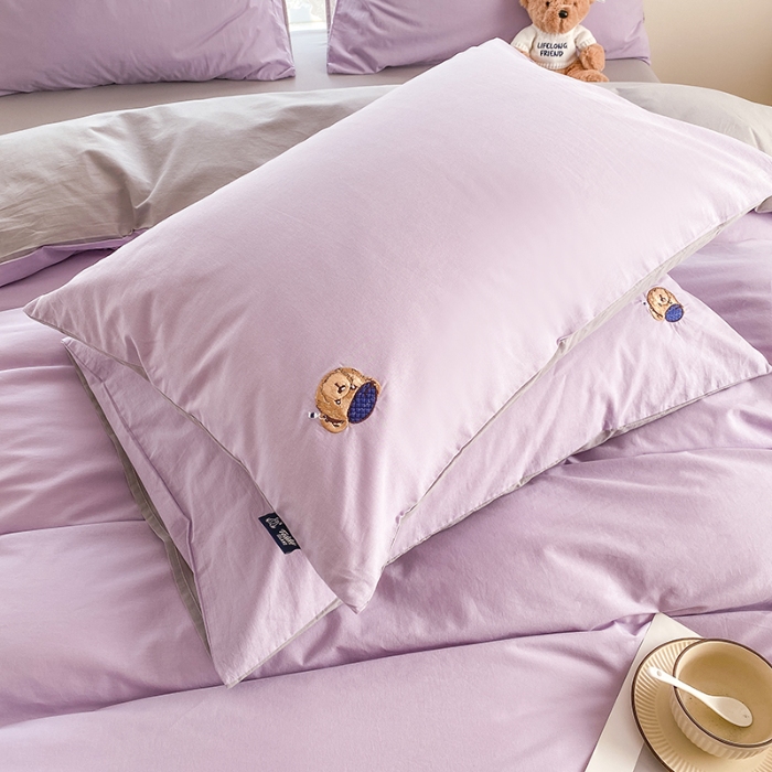 91家纺网 家纺一手货源 找家纺 泰迪爱兰Teddy ISLAND 2026新款32支全棉水洗棉绣花三件套四件套 浅雪青+青灰