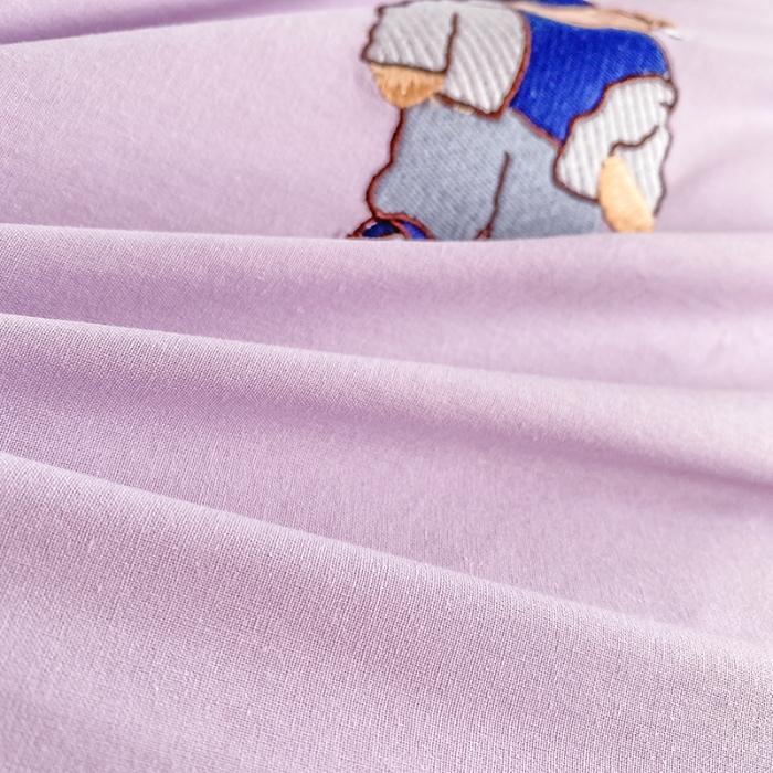 91家纺网 家纺一手货源 找家纺 泰迪爱兰Teddy ISLAND 2026新款32支全棉水洗棉绣花三件套四件套 浅雪青+青灰