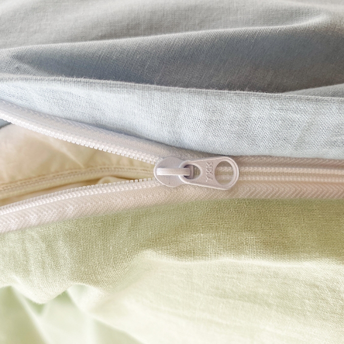 91家纺网 家纺一手货源 找家纺 泰迪爱兰Teddy ISLAND 2026新款32支全棉水洗棉绣花三件套四件套 水绿＋浅灰兰