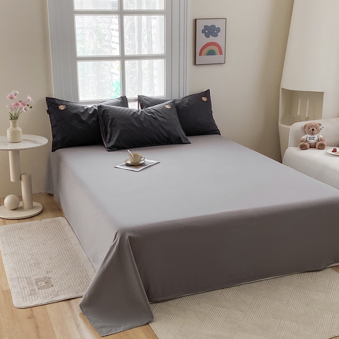 91家纺网 家纺一手货源 找家纺 泰迪爱兰Teddy ISLAND 2026新款32支全棉水洗棉绣花三件套四件套 深灰+棕灰