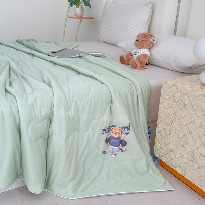 91家纺网 家纺一手货源 找家纺 泰迪爱兰Teddy ISLAND 2026新款冰淇淋凉感夏被 抹茶绿+灰