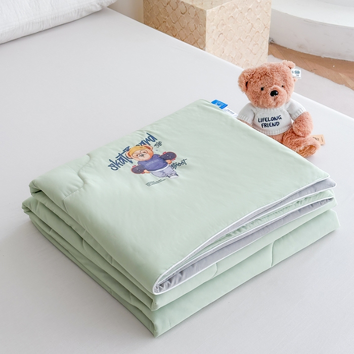 91家纺网 家纺一手货源 找家纺 泰迪爱兰Teddy ISLAND 2026新款冰淇淋凉感夏被 抹茶绿+灰