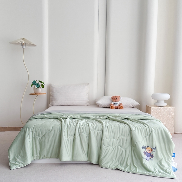 91家纺网 家纺一手货源 找家纺 泰迪爱兰Teddy ISLAND 2026新款冰淇淋凉感夏被 抹茶绿+灰