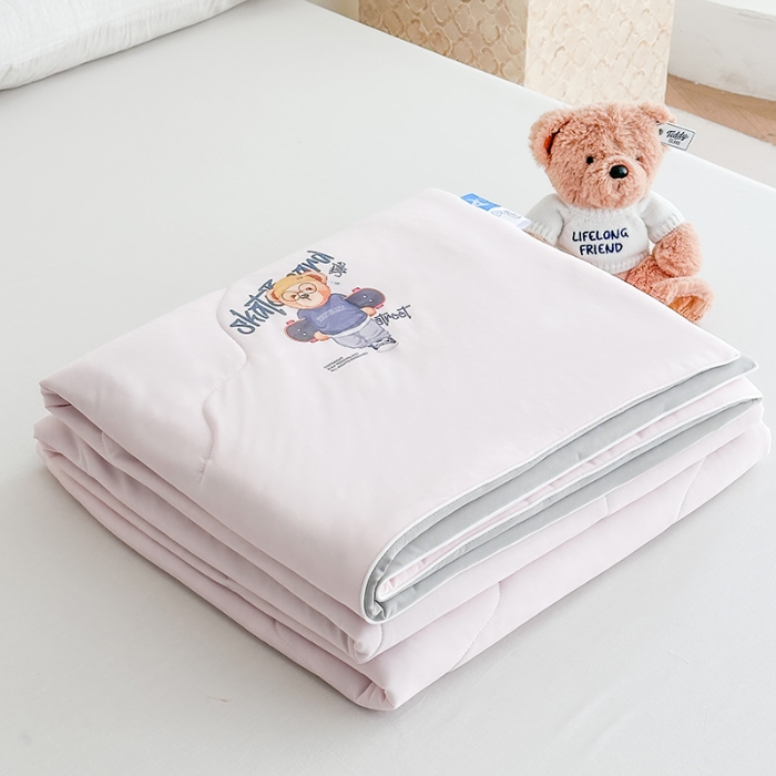 91家纺网 家纺一手货源 找家纺 泰迪爱兰Teddy ISLAND 2026新款冰淇淋凉感夏被 丁香粉+灰