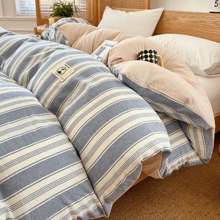 91家纺网 家纺一手货源 找家纺 （总）2025新款色织全棉水洗棉单被套日式复古风被套床单枕套床品套件