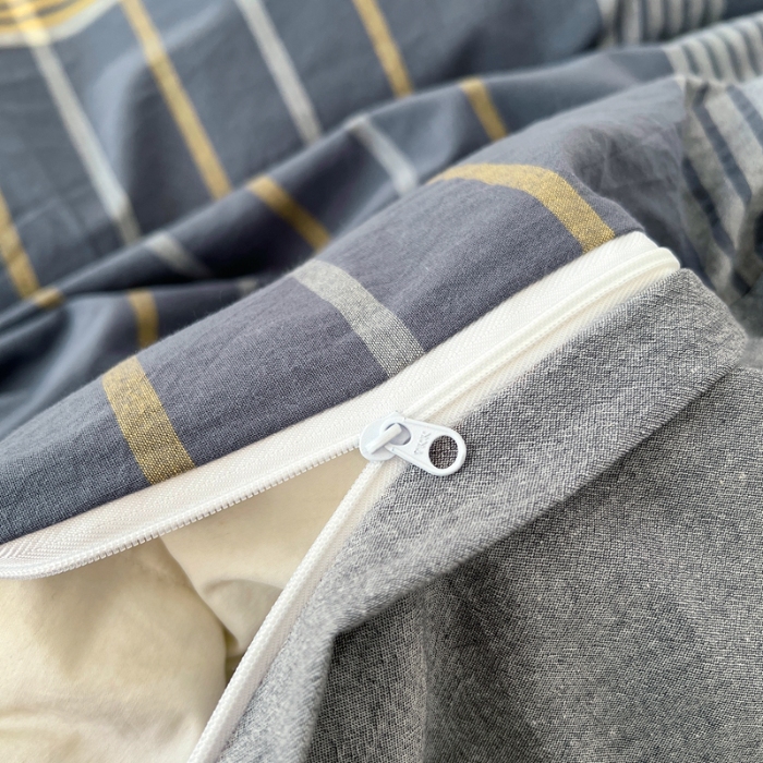 91家纺网 家纺一手货源 找家纺 （总）2025新款色织全棉水洗棉单被套日式复古风被套床单枕套床品套件