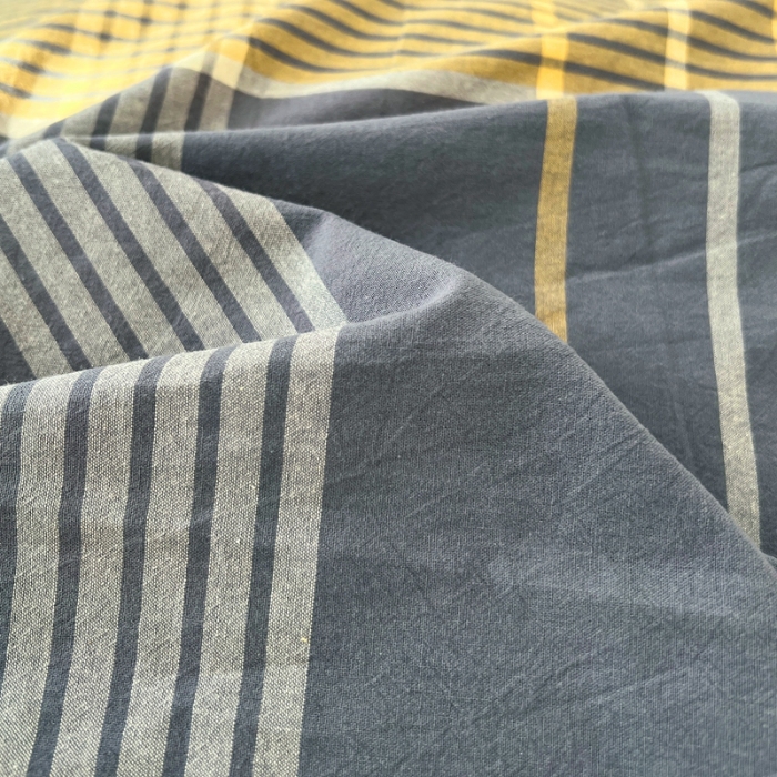 91家纺网 家纺一手货源 找家纺 （总）2025新款色织全棉水洗棉单被套日式复古风被套床单枕套床品套件