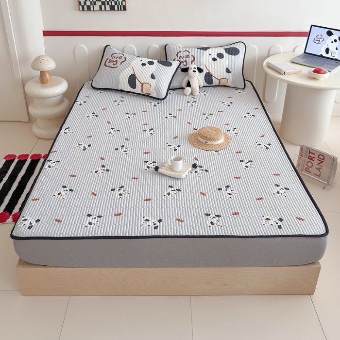 91家纺网 家纺一手货源 找家纺 （总）RYB红黄兰 2025新款INS原创超萌卡通冰皮锦氨夹棉软席凉席床笠三件套