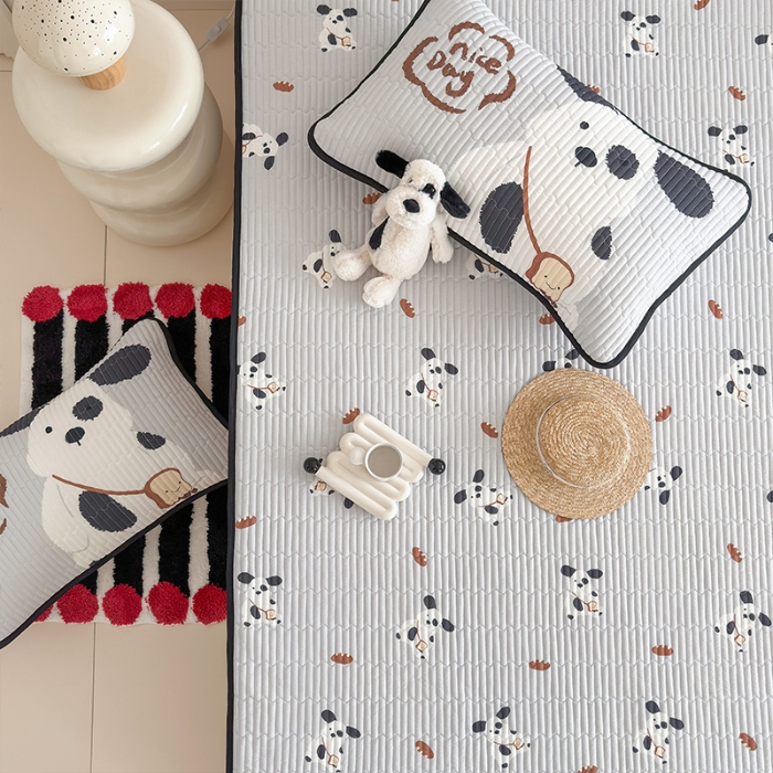 91家纺网 家纺一手货源 找家纺 （总）RYB红黄兰 2025新款INS原创超萌卡通冰皮锦氨夹棉软席凉席床笠三件套