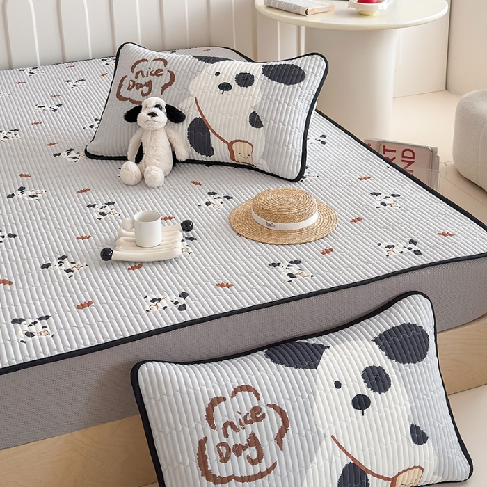 91家纺网 家纺一手货源 找家纺 （总）RYB红黄兰 2025新款INS原创超萌卡通冰皮锦氨夹棉软席凉席床笠三件套