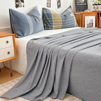 91家纺网 家纺一手货源 找家纺 （总）2025新款色织全棉水洗棉单床单柔软亲肤床单被套枕套床上用品