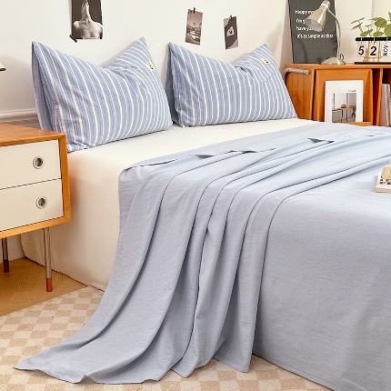 91家纺网 家纺一手货源 找家纺 （总）2025新款色织全棉水洗棉单床单柔软亲肤床单被套枕套床上用品