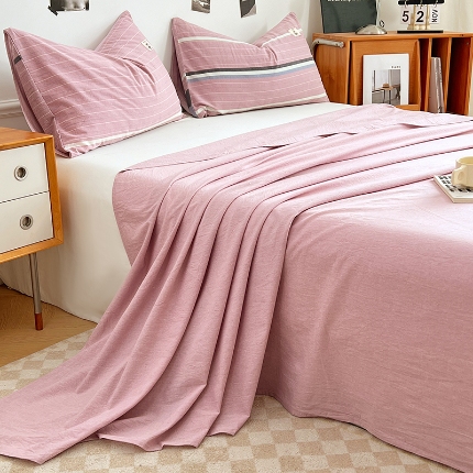 91家纺网 家纺一手货源 找家纺 （总）2025新款色织全棉水洗棉单床单柔软亲肤床单被套枕套床上用品