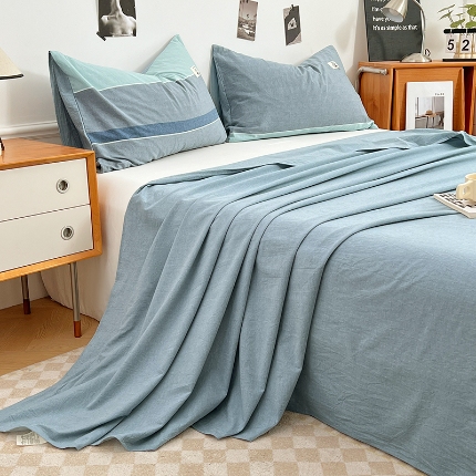 91家纺网 家纺一手货源 找家纺 （总）2025新款色织全棉水洗棉单床单柔软亲肤床单被套枕套床上用品