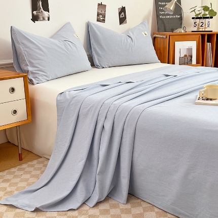 91家纺网 家纺一手货源 找家纺 （总）2025新款色织全棉水洗棉单床单柔软亲肤床单被套枕套床上用品