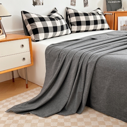 91家纺网 家纺一手货源 找家纺 （总）2025新款色织全棉水洗棉单床单柔软亲肤床单被套枕套床上用品