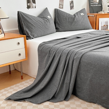 91家纺网 家纺一手货源 找家纺 （总）2025新款色织全棉水洗棉单床单柔软亲肤床单被套枕套床上用品