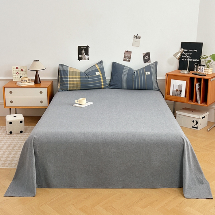 91家纺网 家纺一手货源 找家纺 （总）2025新款色织全棉水洗棉单床单柔软亲肤床单被套枕套床上用品