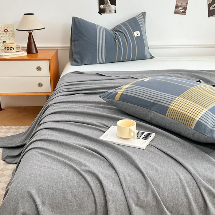 91家纺网 家纺一手货源 找家纺 （总）2025新款色织全棉水洗棉单床单柔软亲肤床单被套枕套床上用品